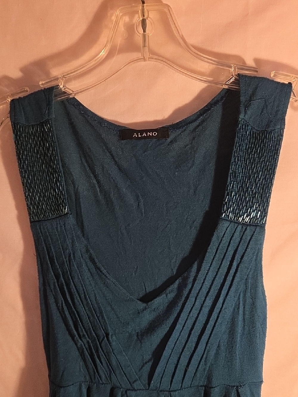 Alano Deep Teal V-Neck Sleeveless Mini Dress